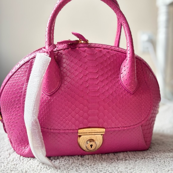 Salvatore Ferragamo exotic leather handbag, python pink handbag - Picture 1 of 8
